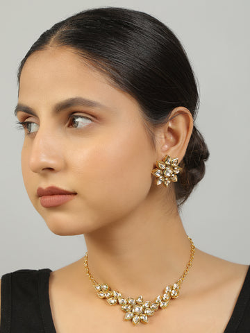Floral  Kundan necklace with earrings